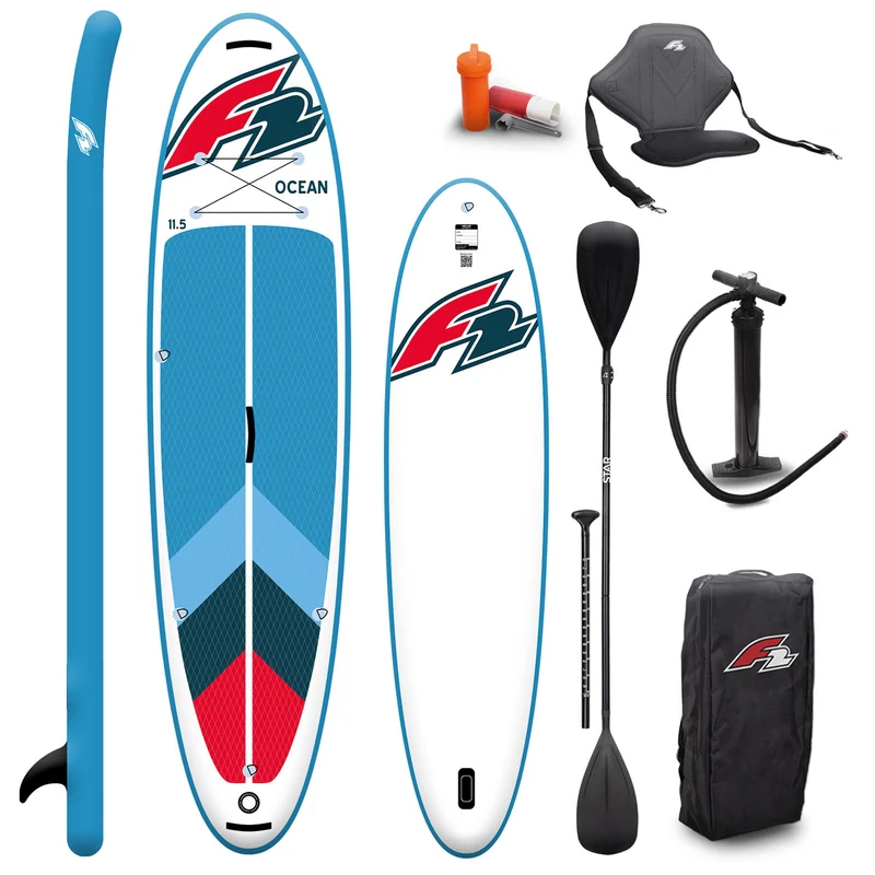 F2 Marken Stand Up Paddle Board Ocean Rot SUP 10'5 320cm + Kajak Zubehör Paket