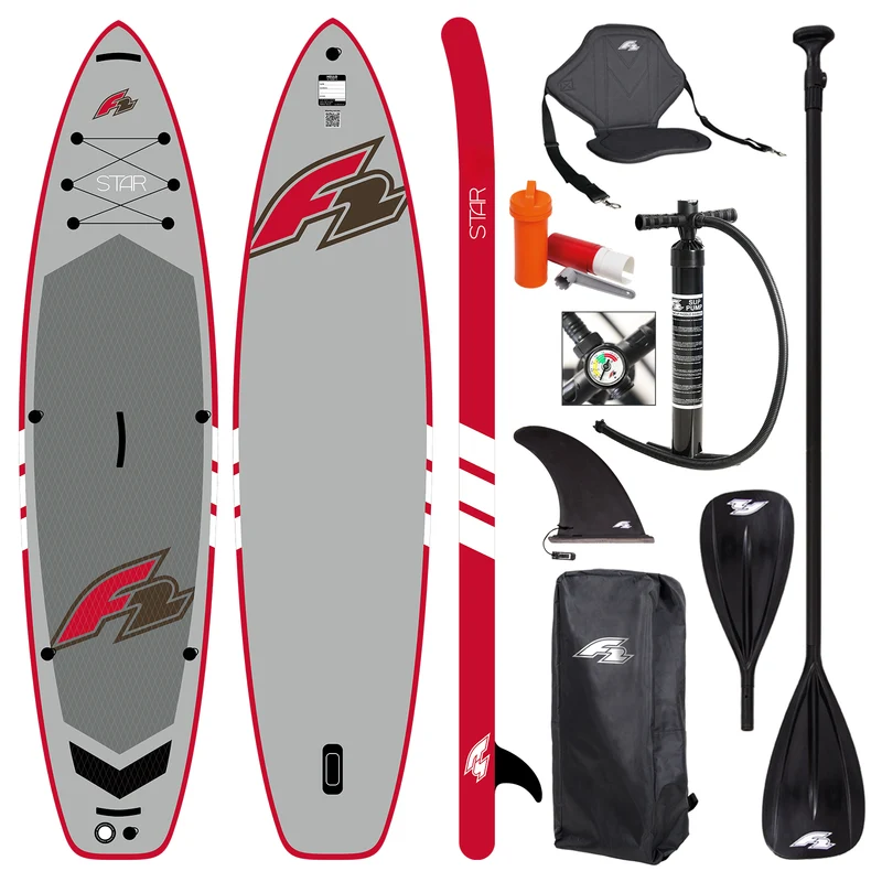 F2 Set Stand Up Paddle Board Star Grau 11,5 + Kajak Zubehör Paket