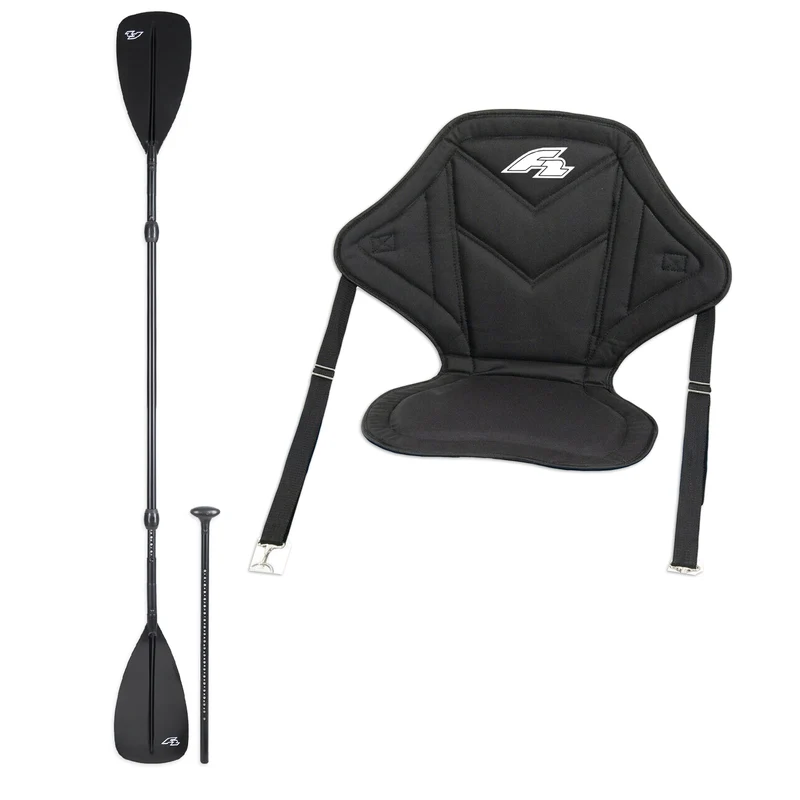 F2 SUP Set aus Kajak Paddel Alu 4 teilig + bequemem Kajak Sitz