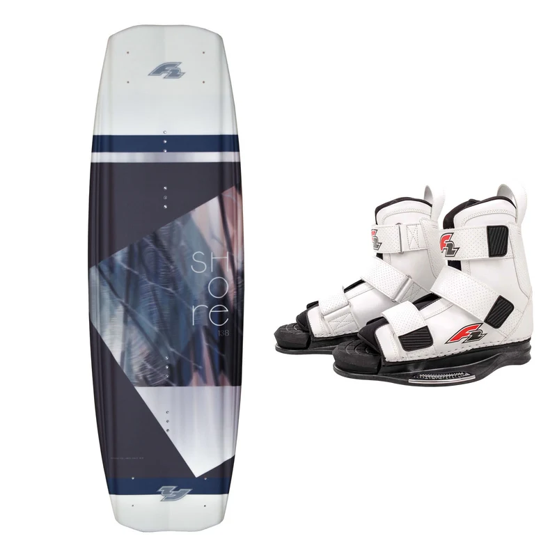 F2 Set Wakeboard Shore Braun 144cm mit Wakebindung Team Boot L/XL