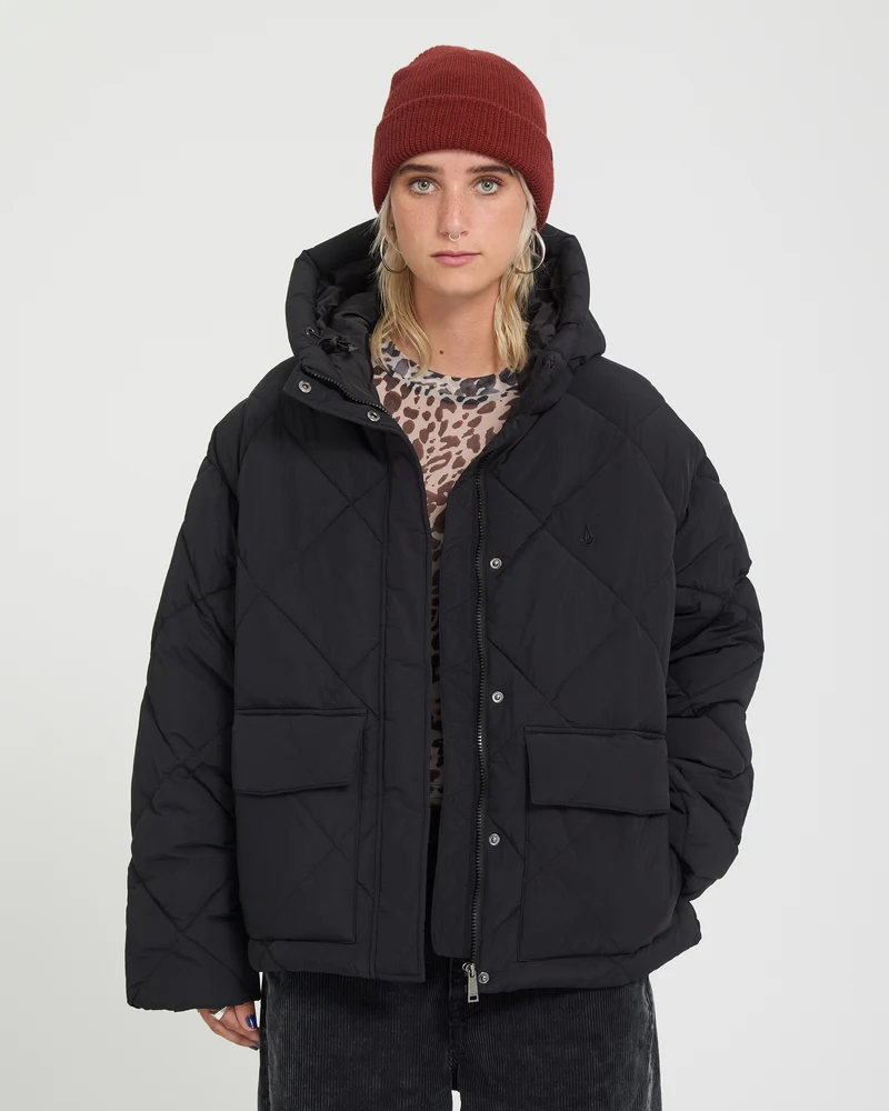 Out Of Boxy Puffer Jacke - Black
