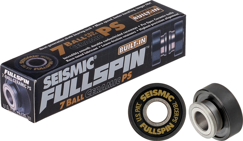 Seismic: Fullspin 7-Ball Ceramic Pro Spec Built In Longboard Bearings