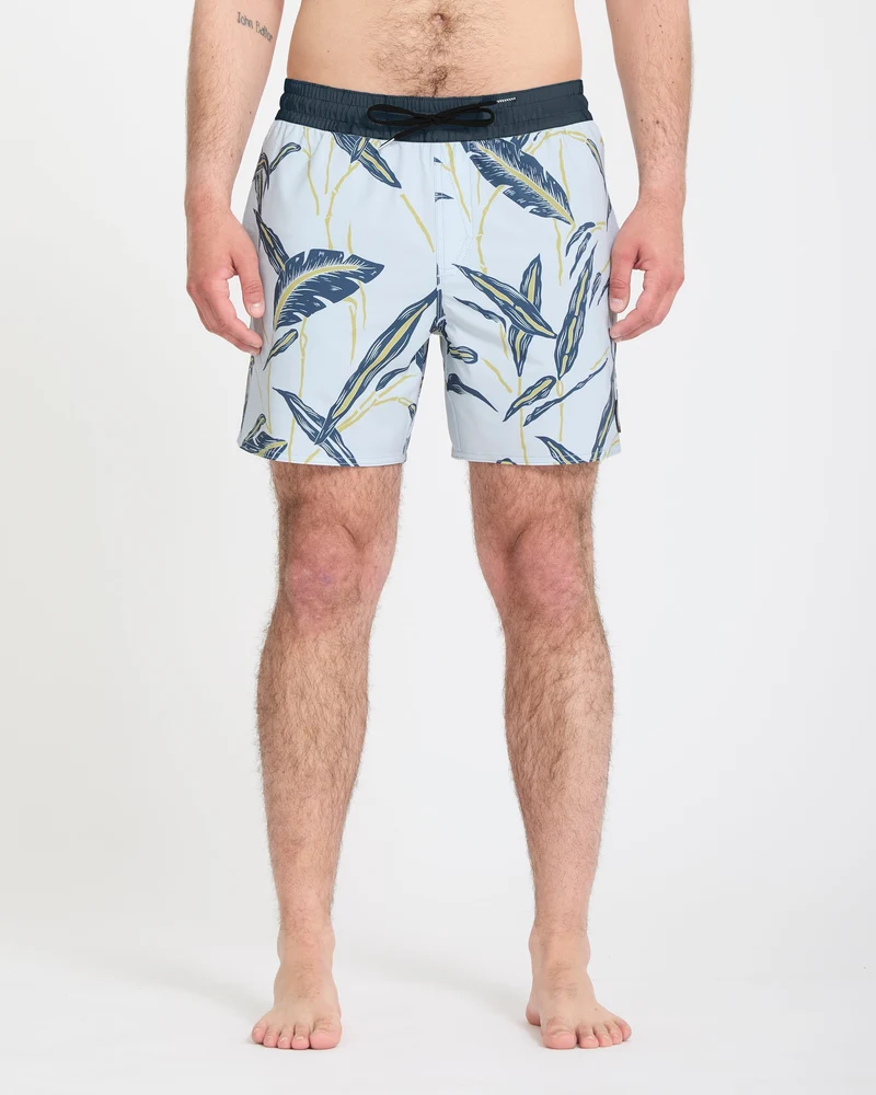 Lido Print Trunk 16" Boardshorts - Light Blue Acid