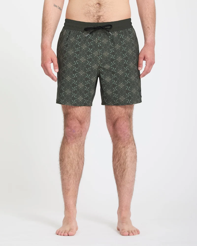 Lido Print Trunk 16" Boardshorts - Squadron Green