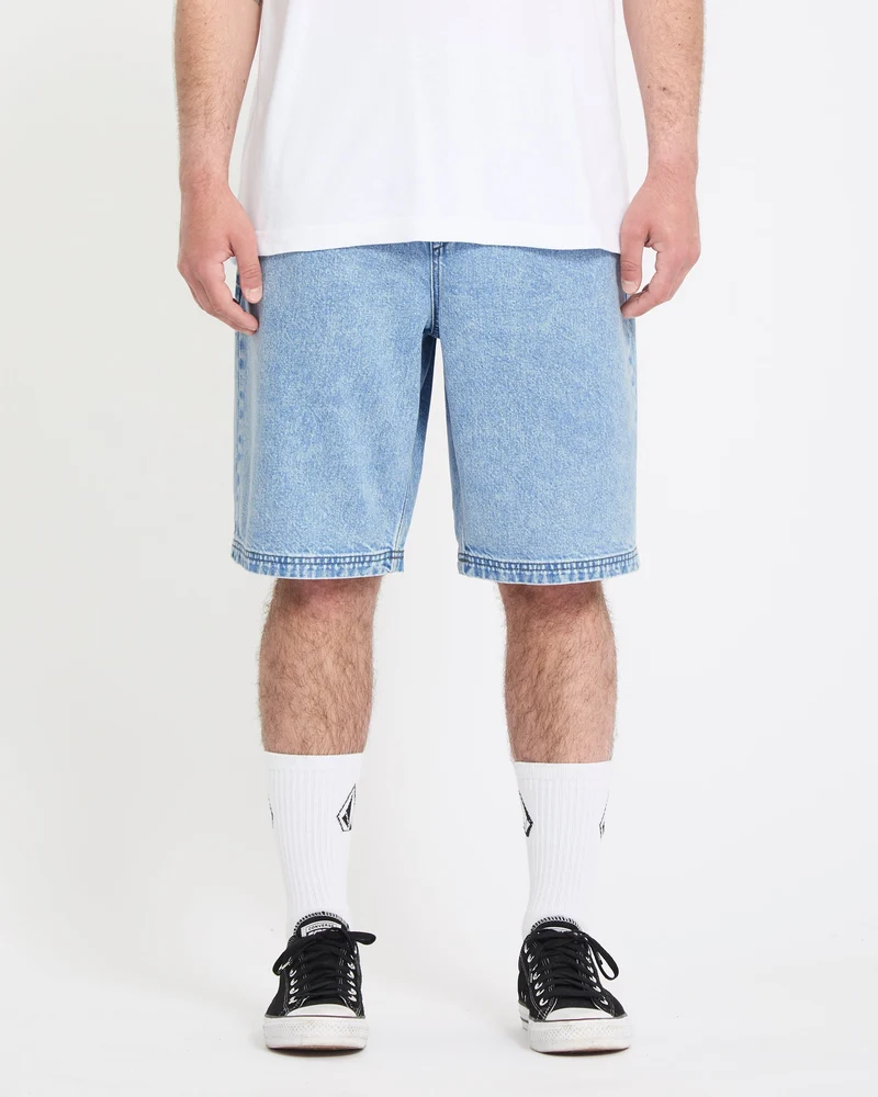 Freazy 22" Denim Elasticated Waist Shorts - Pale Aqua
