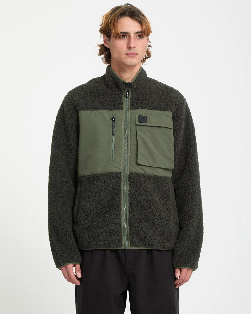 Storm Stone Zip Sherpa Sweatshirt - Rinsed Black