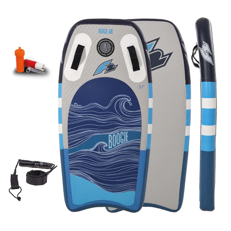 F2 Inflatable Body Board Boogie Board Air mit Leash 3,7 Blau