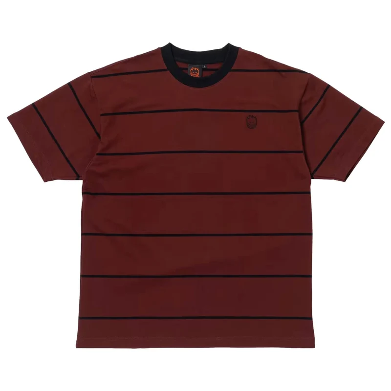 Spitfire T-Shirt Bighead EMB Stripe Burgundy