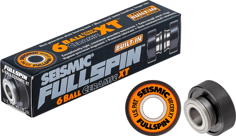 Seismic: Fullspin 6-Ball XT Ceramic Built-in Longboard Skateboard Bearings