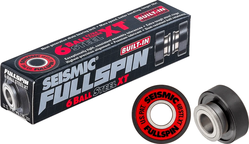 Seismic: Fullspin 6-Ball XT Steel Built-in Longboard Skateboard Bearings