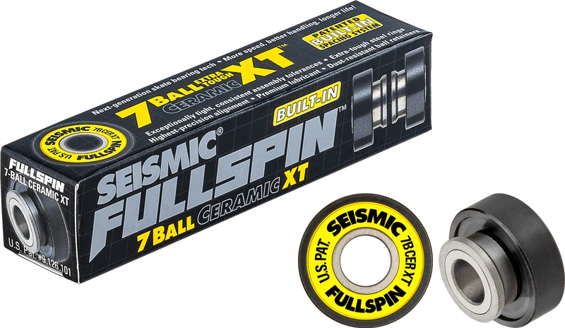Seismic: Fullspin 7-Ball XT Ceramic Built-in Longboard Skateboard Bearings