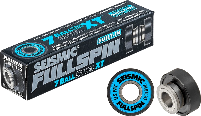 Seismic: Fullspin 7-Ball XT Steel Built-in Longboard Skateboard Bearings
