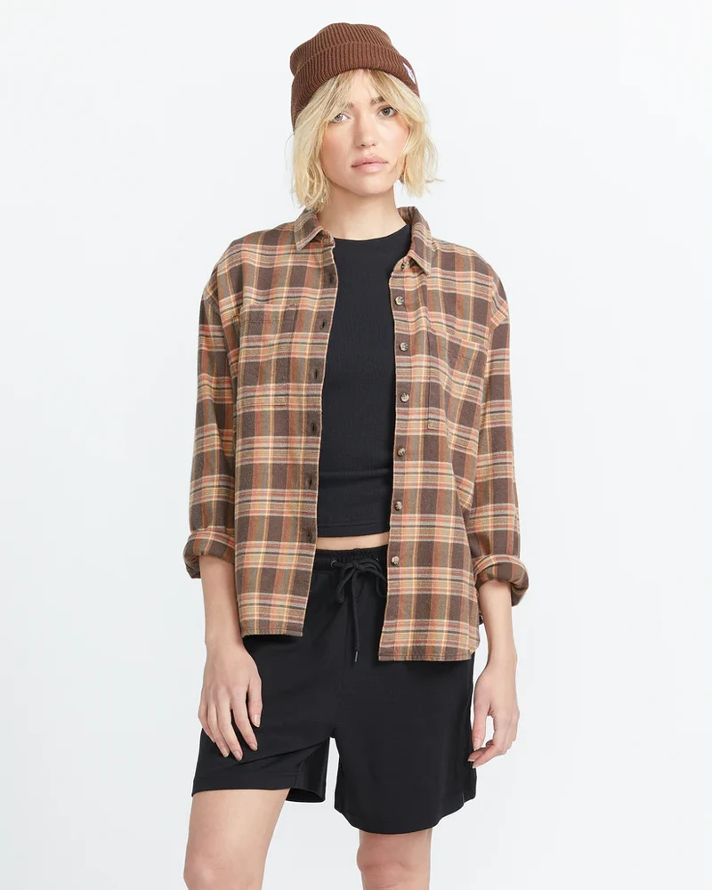 Volcom Plaid To Meet U 2 Flannel - Vintage Brown