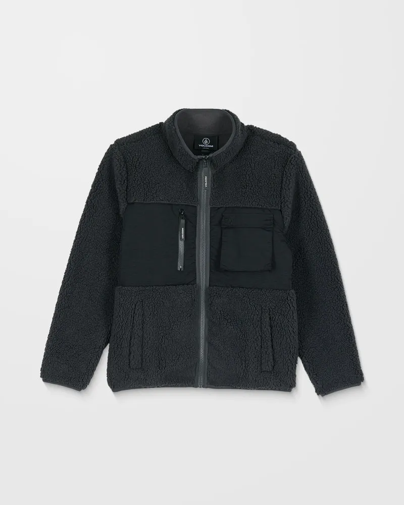 Storm Stone Zip Up Sherpa Sweatshirt - Asphalt Black - (KINDER)