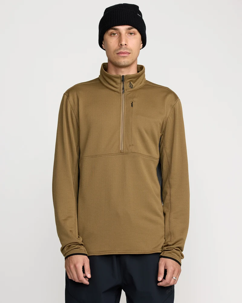 Gridlock Mock Neck Fleece Sweatshirt - Bronze