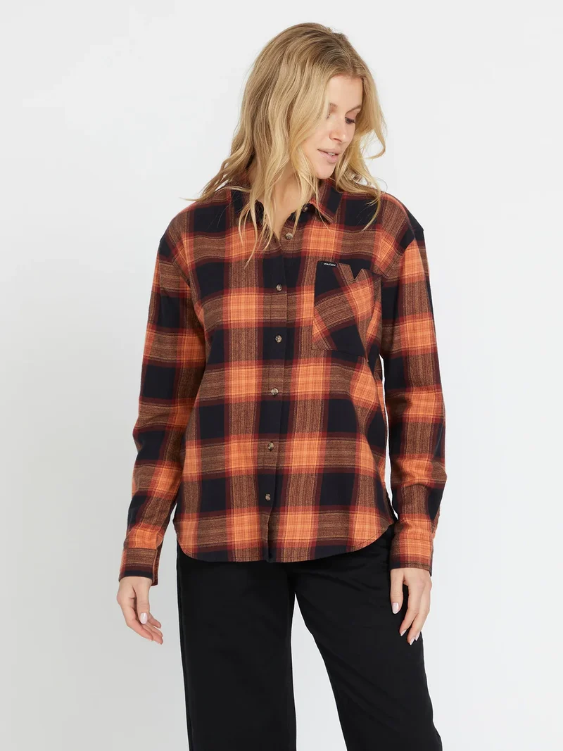 Volcom Women’s Plaid To Meet You Longsleeve - Black