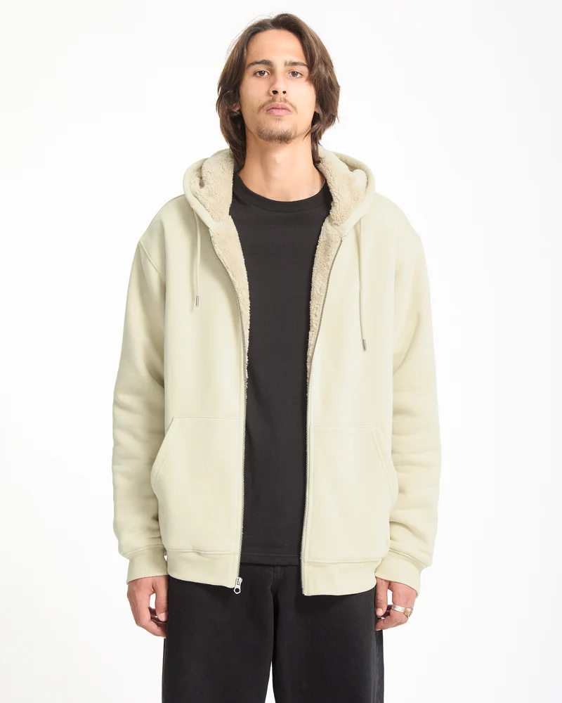 Single Stone Gefütterter Zip Hoodie - Light Beige