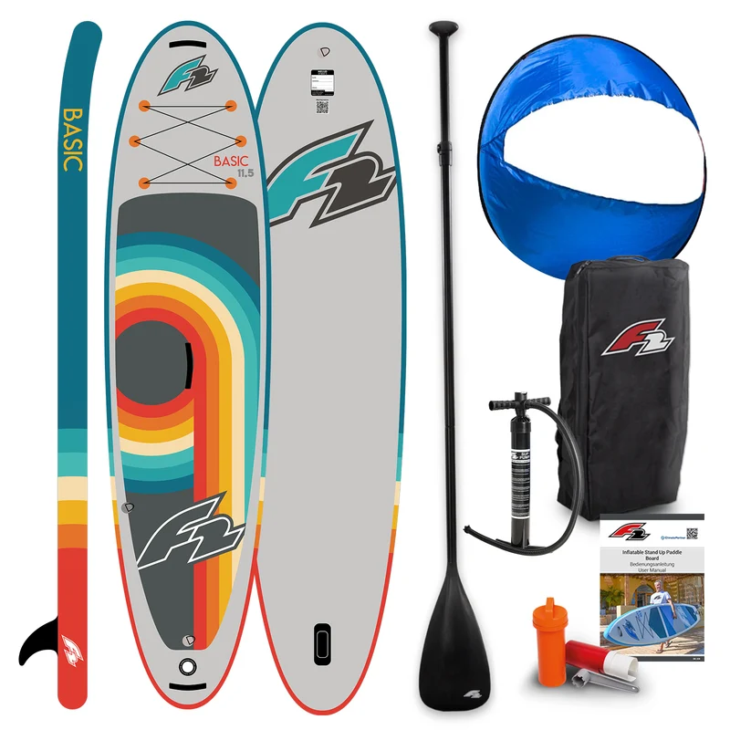 F2 SUP Stand Up Paddle Board Basic Round Sail Set Größe wählbar Grau