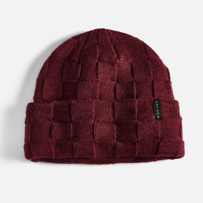 Autumn Checkered Knit Beanie