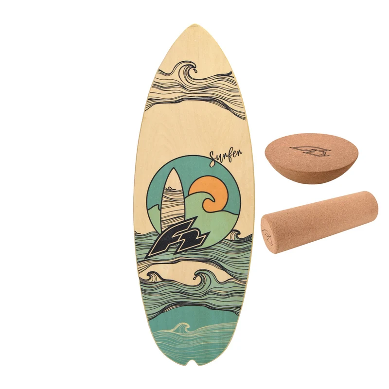 F2 Set Balance Board Surfer 76x28cm + Halbkugel und Korkrolle