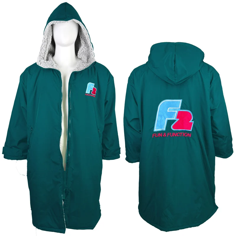 F2 Retro Surf Coat Unisex Poncho Jacke Petrol - Größe wählbar