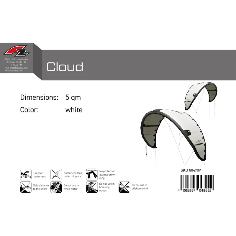 F2 Kite Cloud 5-12qm Größe wählbar Weiss