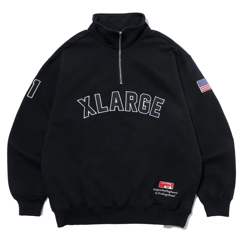 X Large Arch Logo Half ZIP Black