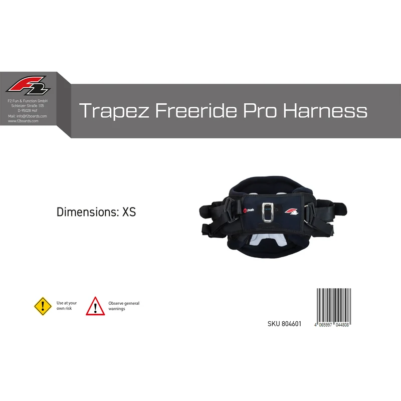 F2 Trapez Freeride Pro Harness Gr. XS-XL wählbar Schwarz