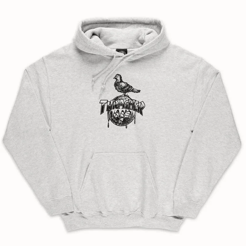 Felpa Thrasher X Anti Hero Cover the Heart Ash Grey