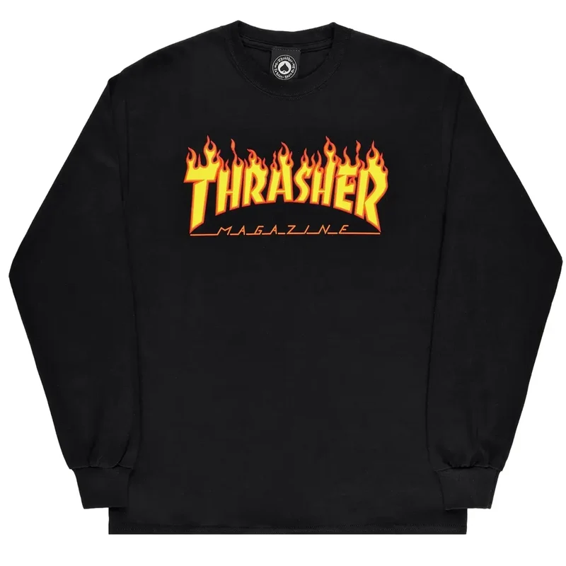 Thrasher Flame Logo Longsleeve Black