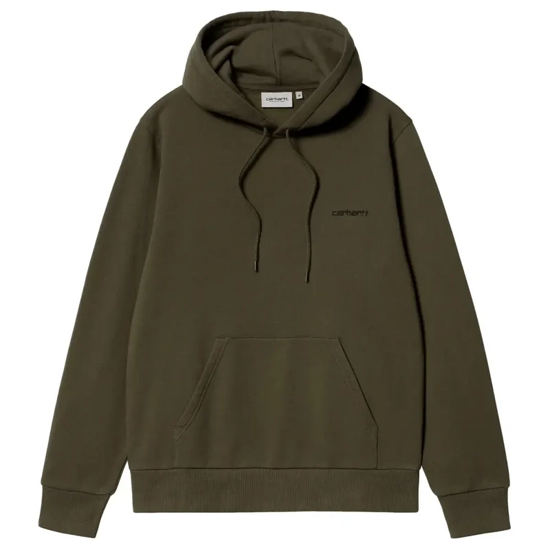 Carhartt Felpa Hooded Script Embroidery Cypress Black