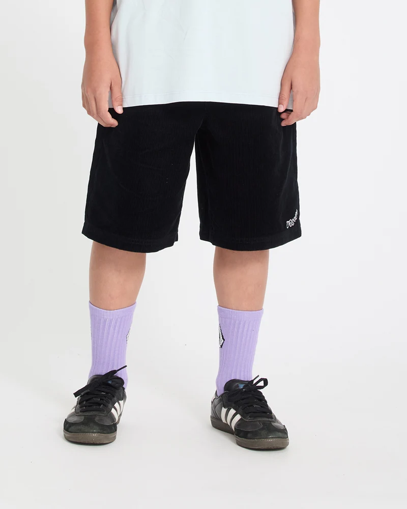Outer Spaced Elasticated Waist Corduroy Shorts - Black - (KINDER)