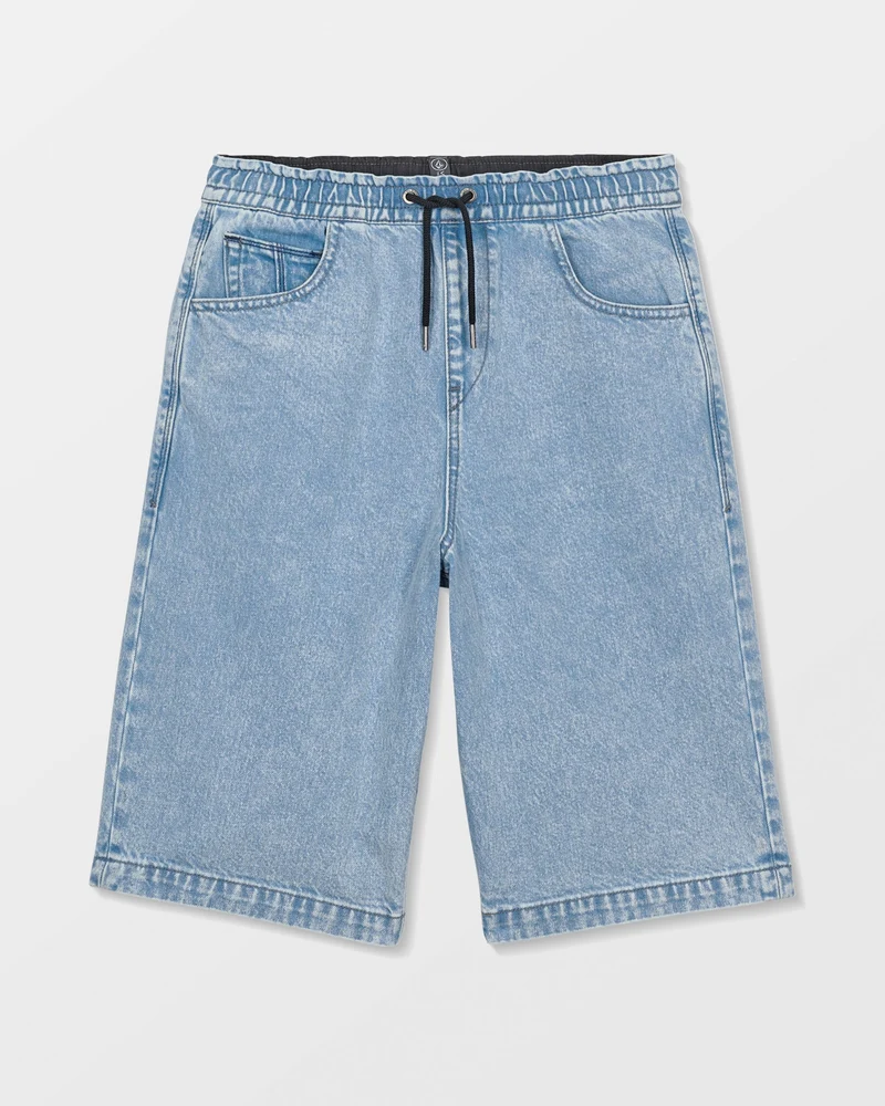 Freazy Loose Denim Elasticated Waist Shorts - Pale Aqua - (KINDER)