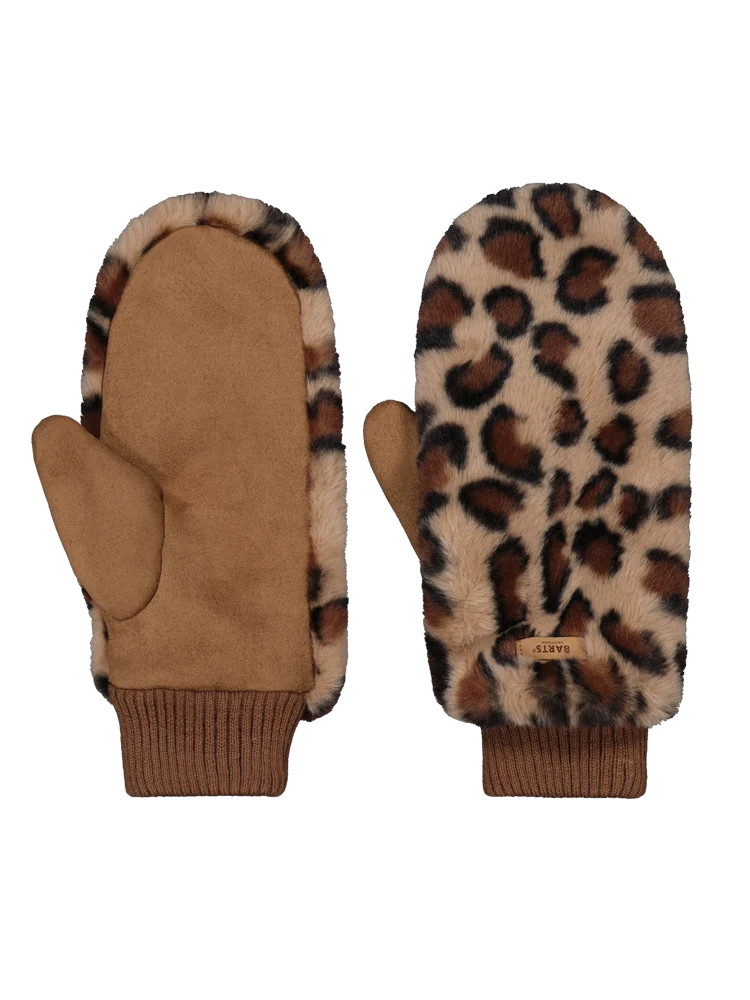 BARTS Fur Mitts Kunstfell Fäustlinge print brown