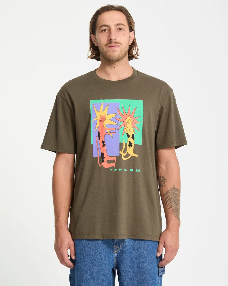 Longo Cats T-Shirt - Sage Leaf