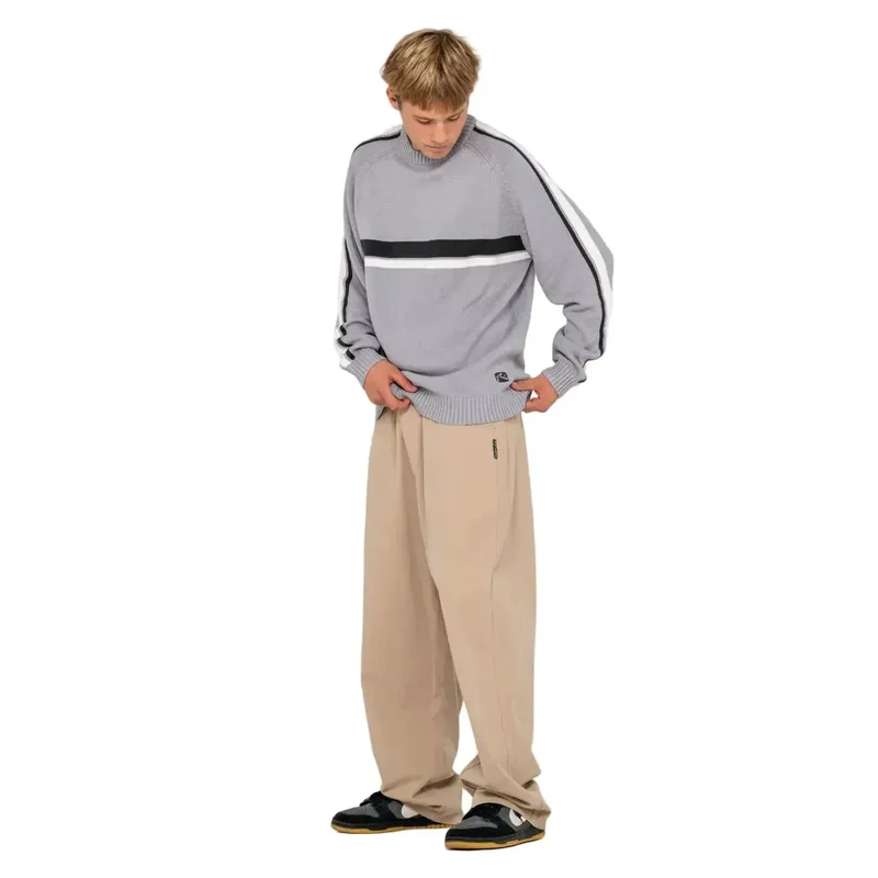 2026 Rusty White Lines 2.0 Knitted Crew - Stone Grey