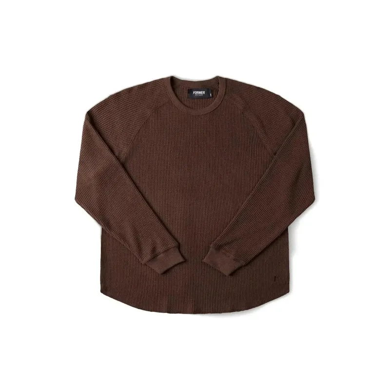 Former AG Raglan Waffle Jumper - Brown