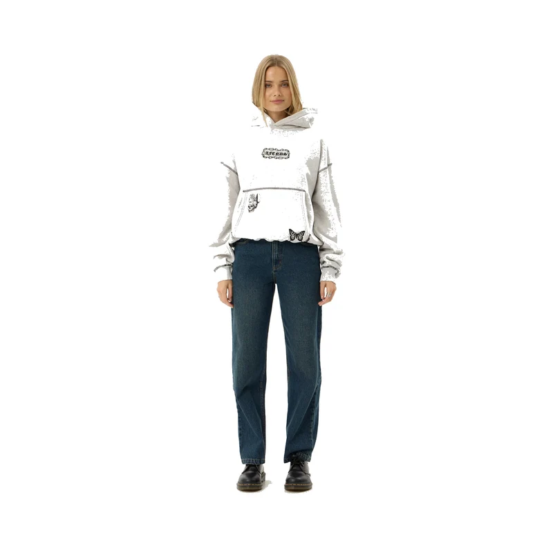 Afends Spiritual Distressed Boxy Hood - Grey Marle