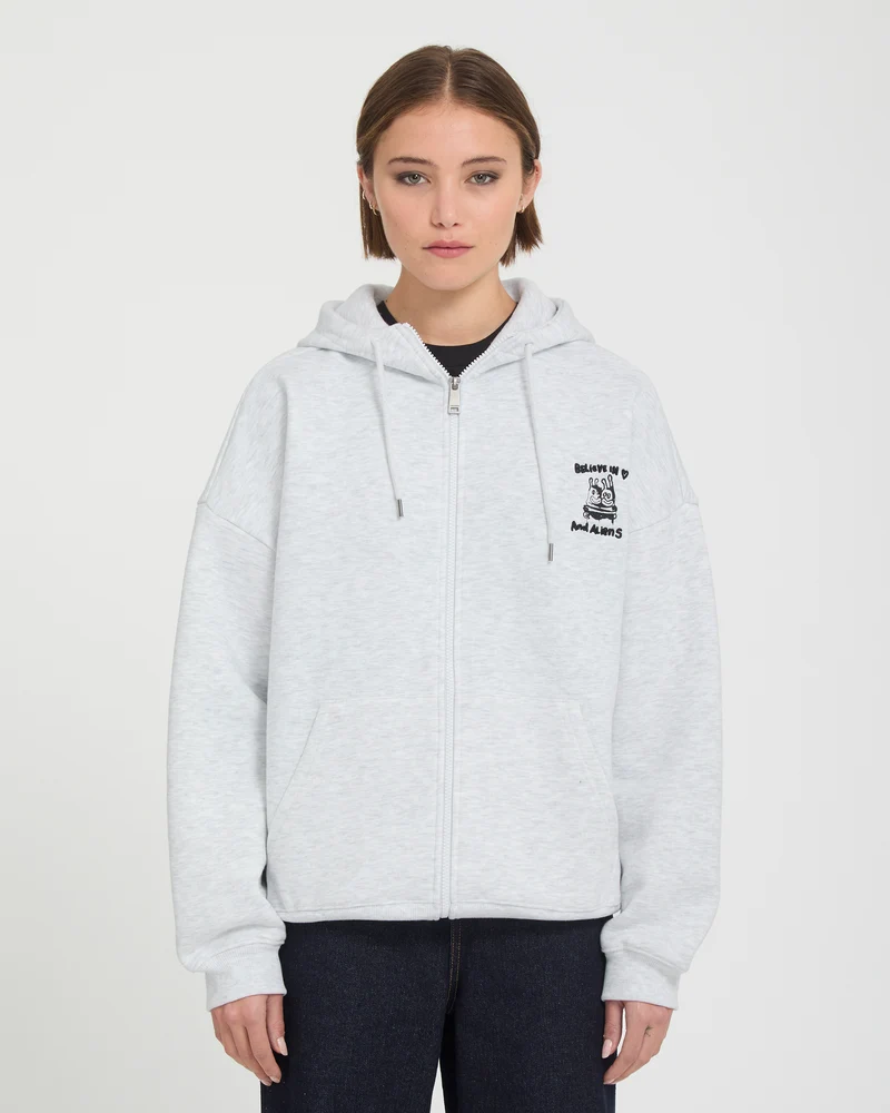 Ozzy Fleece Zip Hoodie - Bone Heather