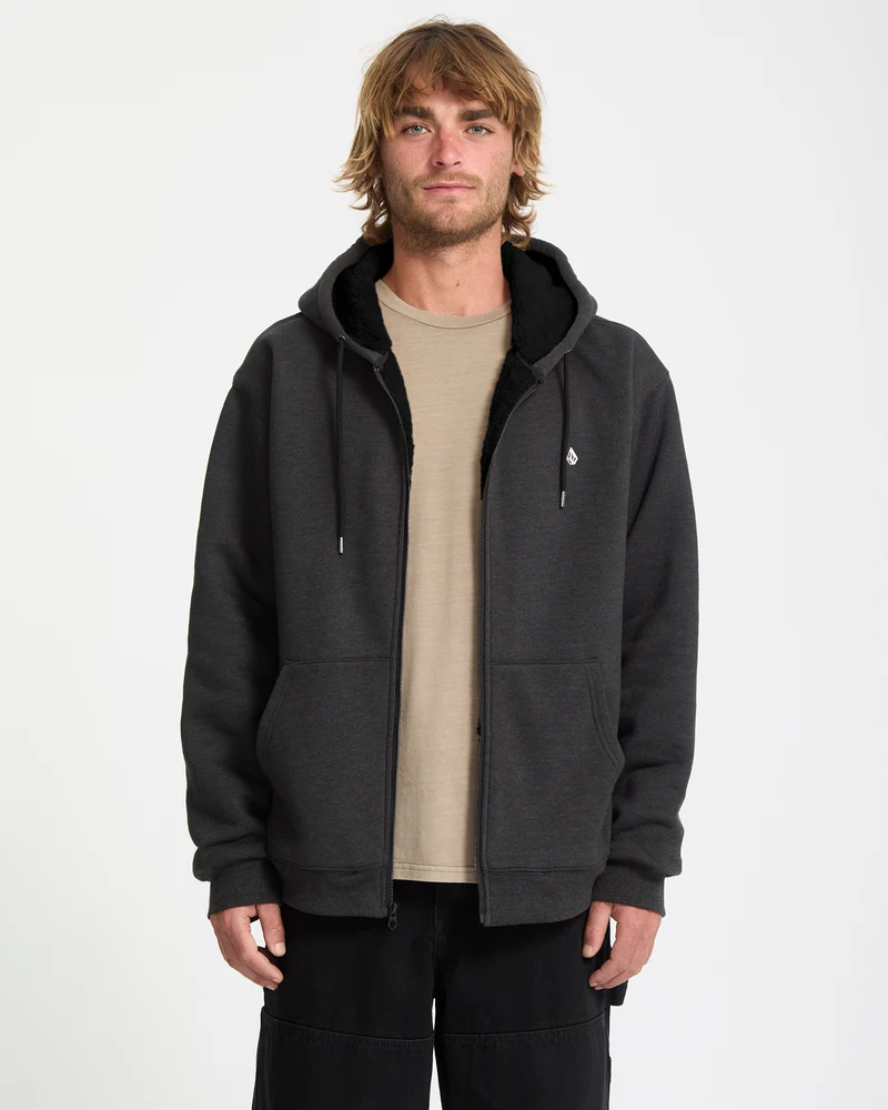 Single Stone Zip Sherpa Hoodie - Heather Black