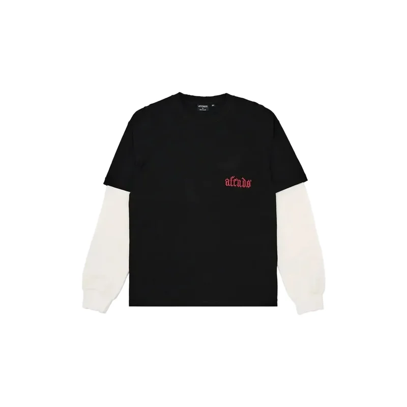 Afends Drop Zone Layered Waffle Long Sleeve Boxy Tee - Black