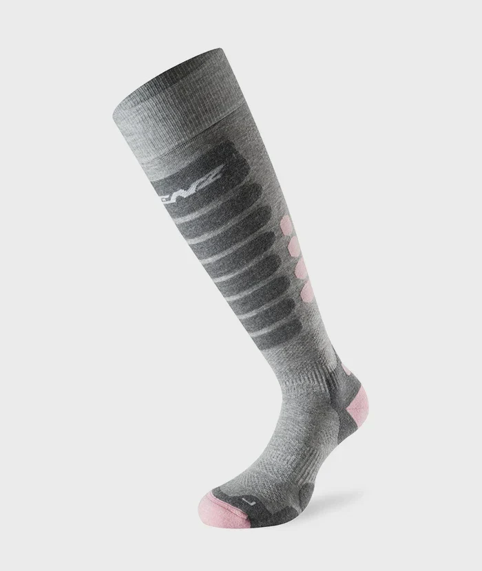 Lenz Skiing 3.0 Socks Light Grey/Pink