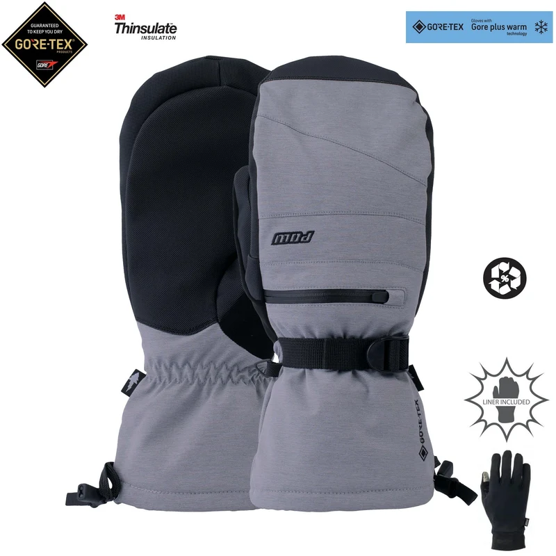 2025 Pow Wayback GTX Long +WARM Snow Mitts - Grey