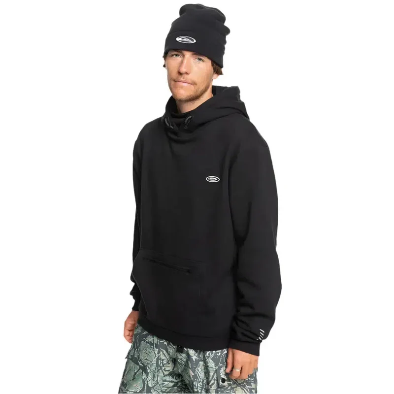 2025 Quiksilver Mens Big Logo Tech Pullover Hoodie - True Black