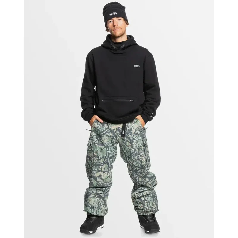 2025 Quiksilver Mens Big Logo Tech Pullover Hoodie - True Black