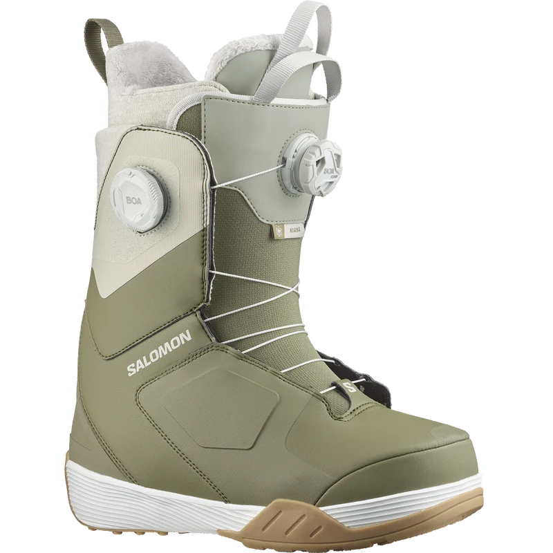 2025 Salomon Kiana Dual BOA Womens Snowboard Boots | Deep Lichen Green Mineral White