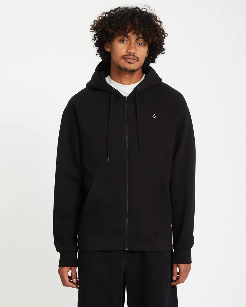 Single Stone Full Zip Kapuzenpullover - BLACK