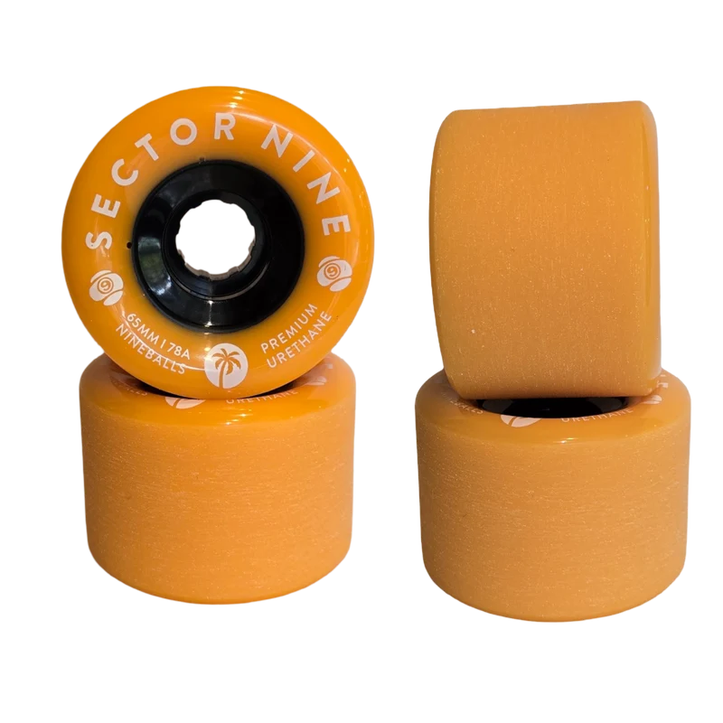 Sector 9: 65mm 78a Nineballs Longboard Skateboard Wheels (Tangerine Dreams)