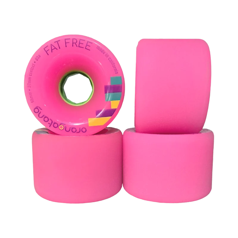 Orangatang: 65mm 83a Fat Free Longboard Skateboard Wheels (Pink)