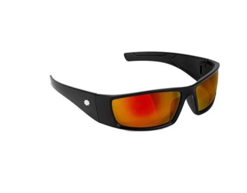 Glassy Peet Polarized Sunglasses - Black/Red Mirror